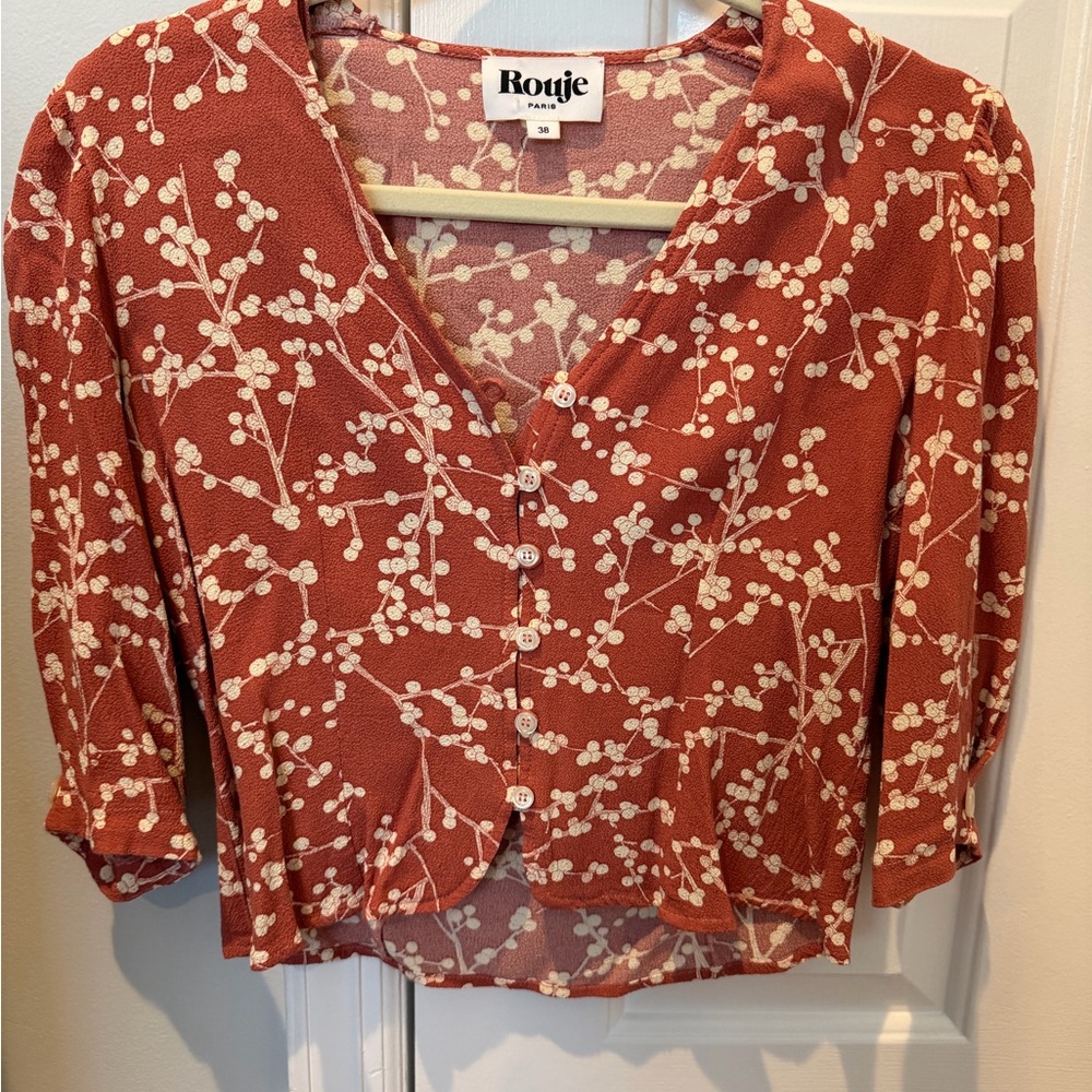Rouje Women's Floral Button-Up Blouse - Size 38